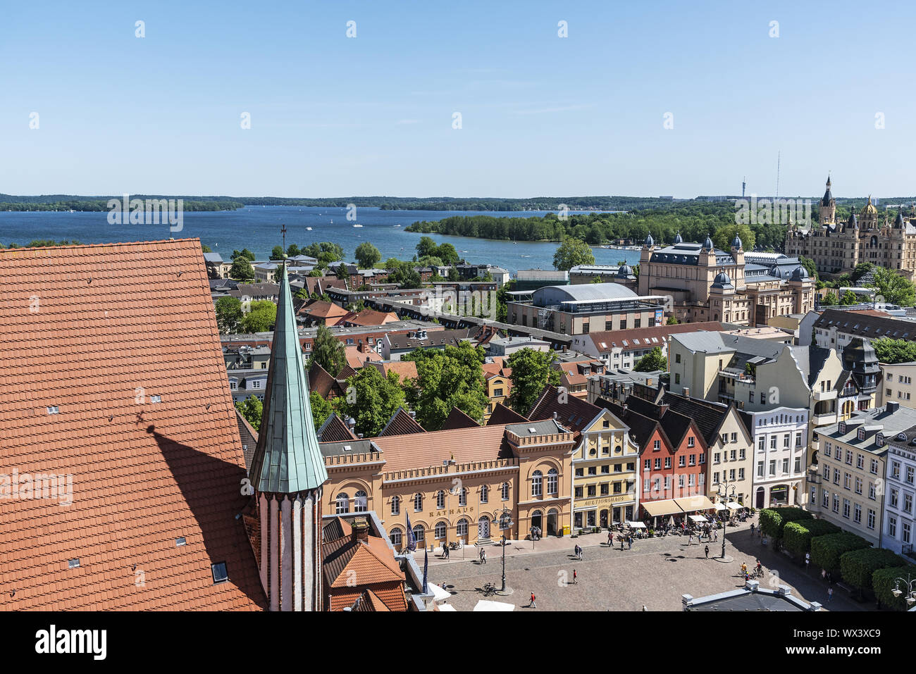 Marktplatz, Schweriner See, Schwerin, Mecklenburg-Vorpommern, Deutschland, Europa Stockfoto