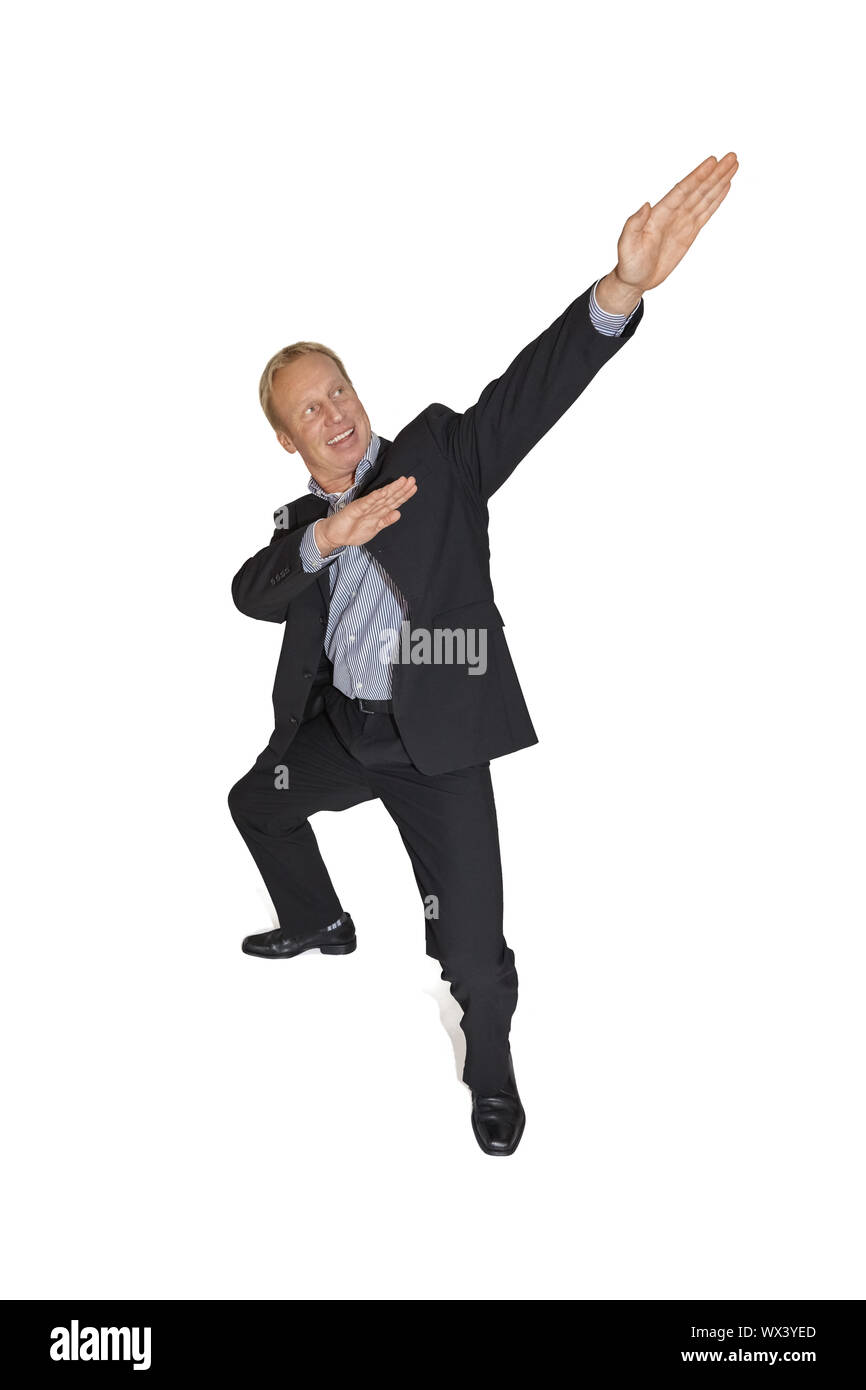 Erfolgreiche euphorische Geschäftsmann Stockfoto