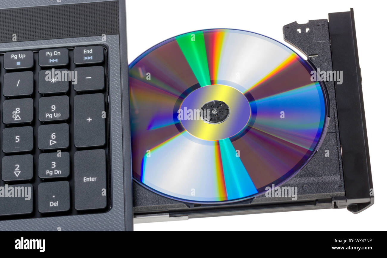 Elektronische Sammlung - Laptop mit offenen DVD-Fach Stockfoto