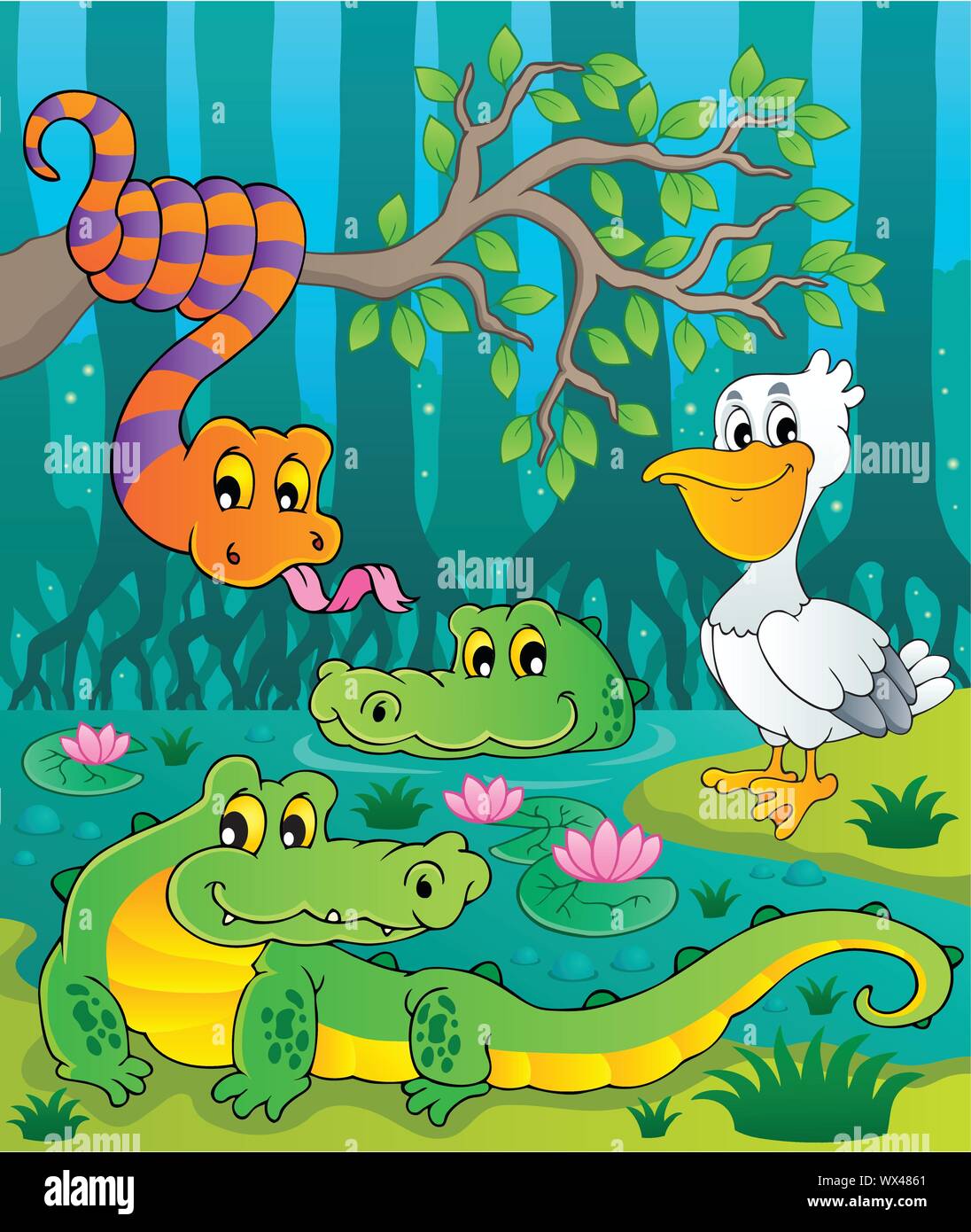 Swamp theme Bild 1 Stock Vektor