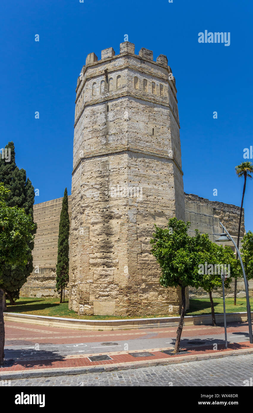 Turm des Alcazar in Jerez de la Frontera, Spanien Stockfoto
