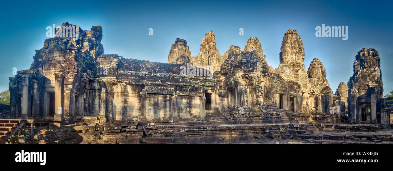 Bayon Tempel in Angkor Thom. Siem Reap. Kambodscha. Panorama Stockfoto