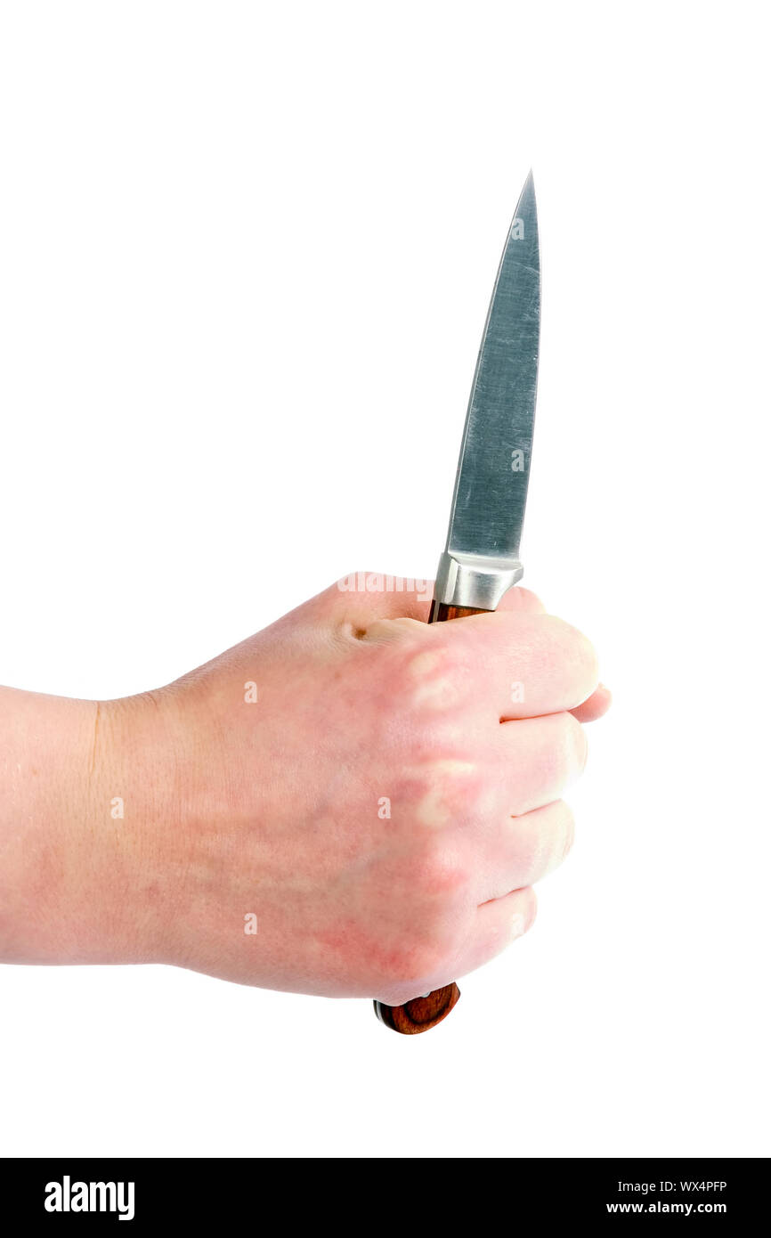 Pearing Messer in der Hand Stockfoto
