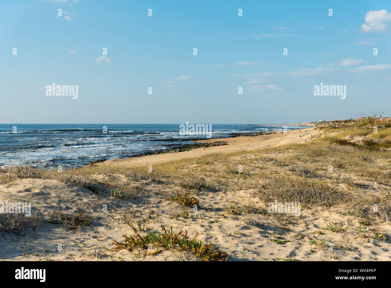 Die Granja Strand im Süden von Porto Stockfoto