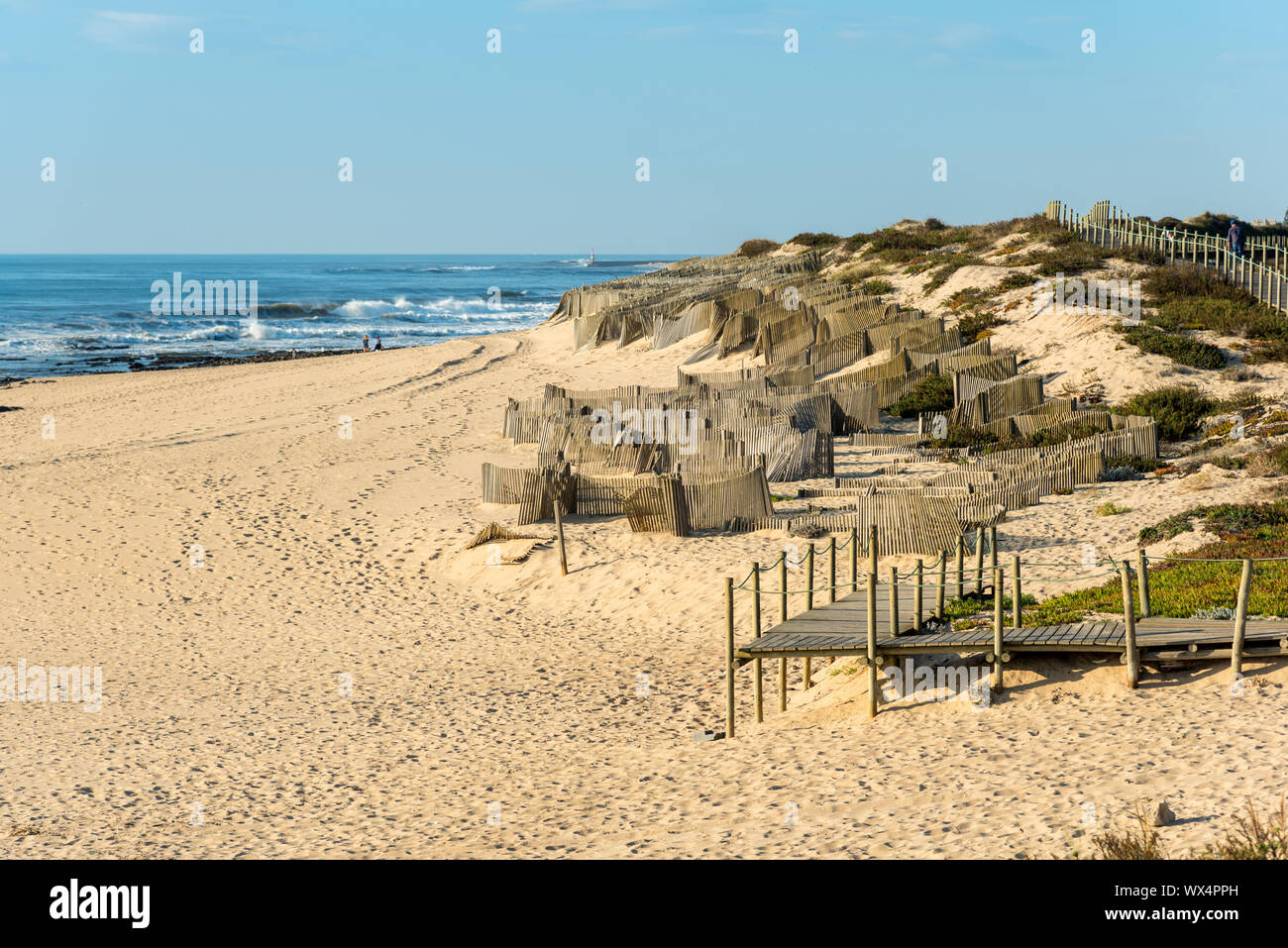 Die Granja Strand im Süden von Porto Stockfoto