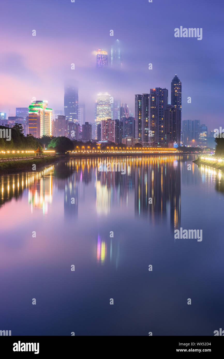 Ausblick bei Nacht Guangzhou China Stockfoto