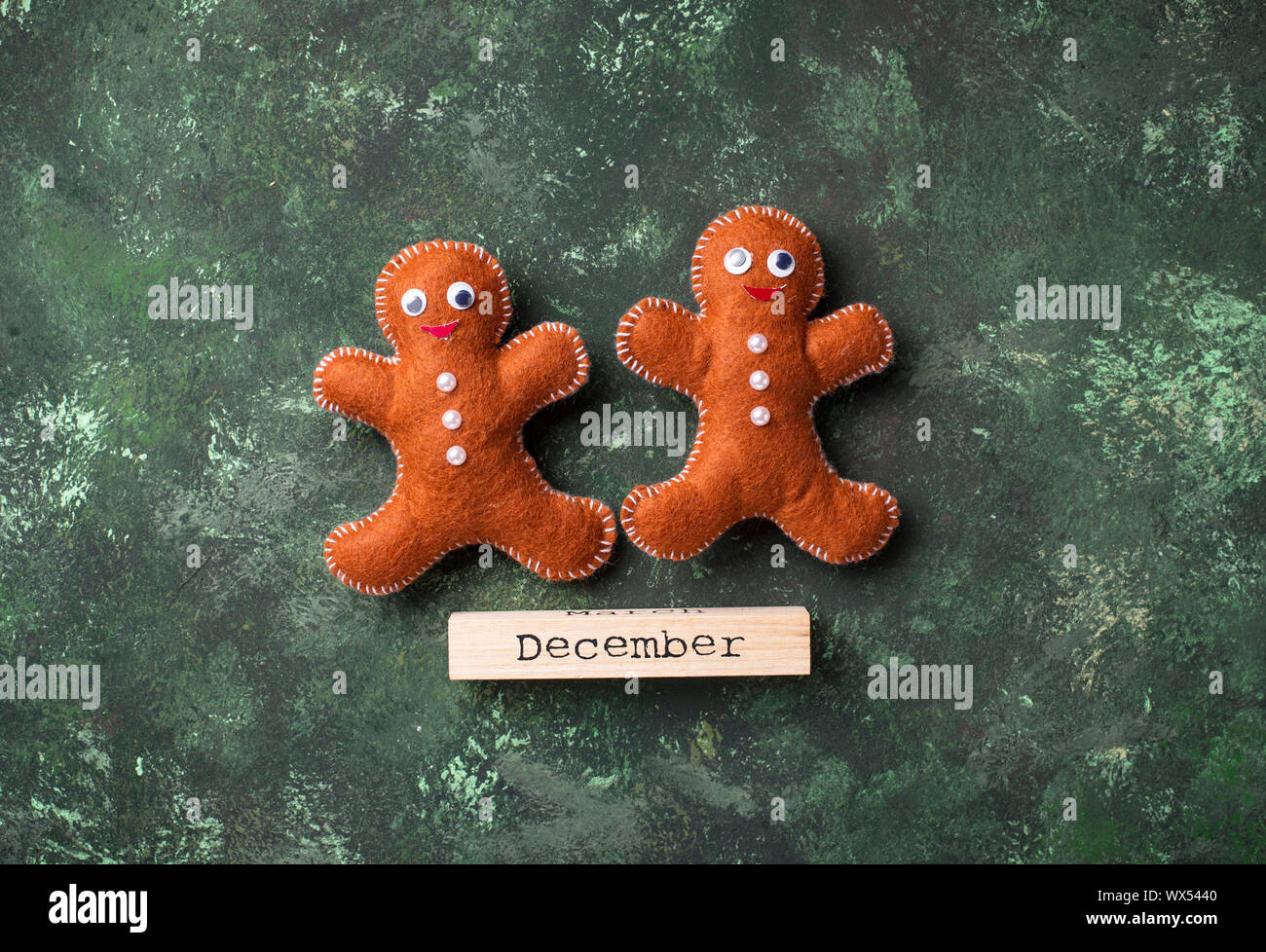 Weihnachten Lebkuchen Männer aus Filz Stockfoto