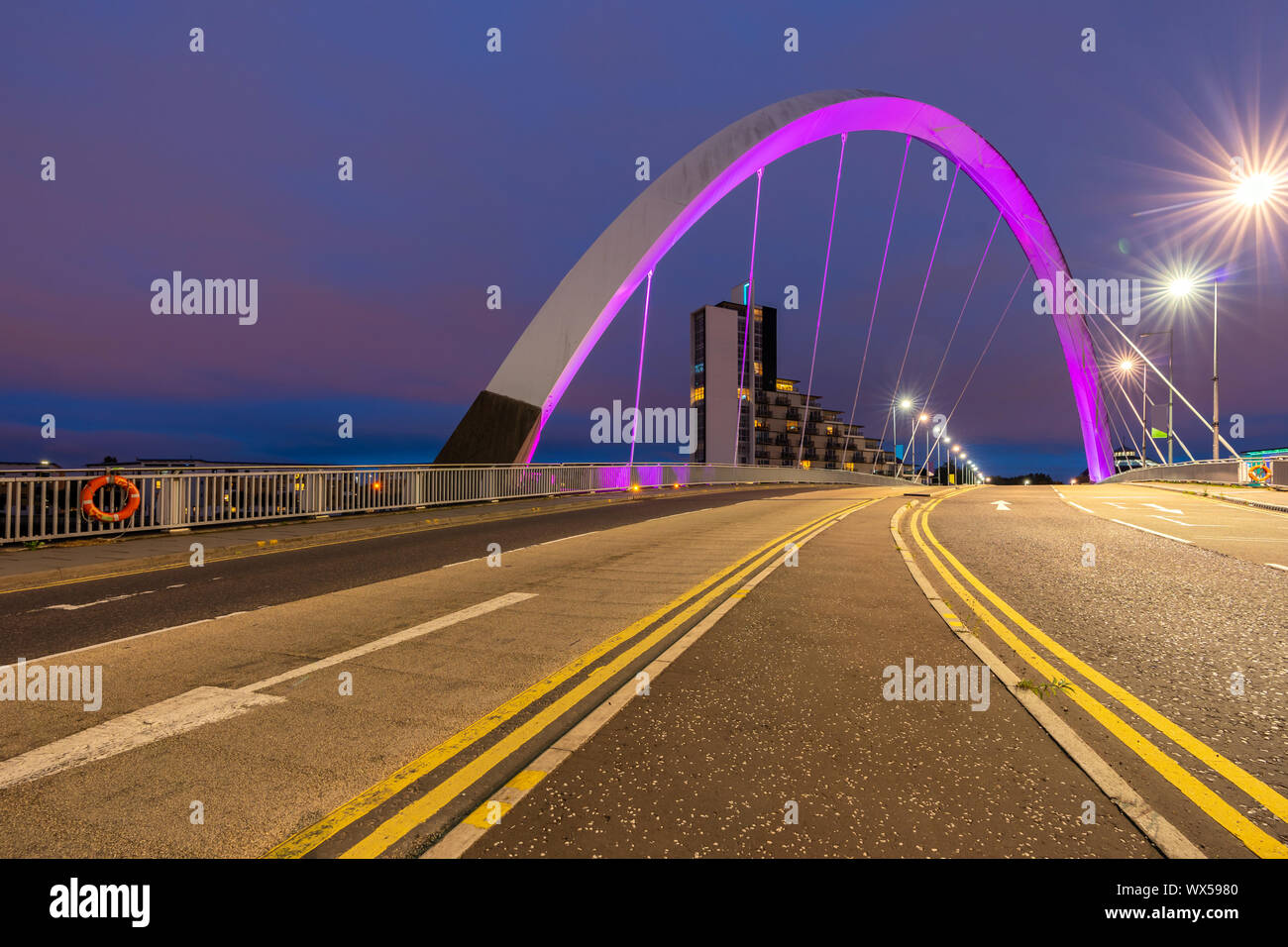 Clyde Arc Bridge Glasgow Stockfoto