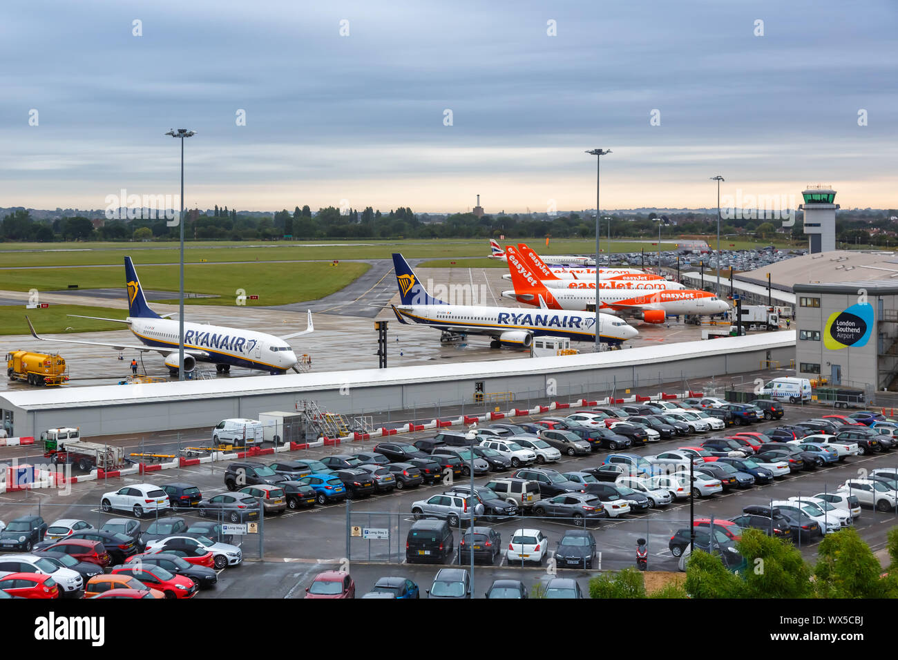 Southend, Großbritannien - 7. Juli 2019: Übersicht Southend Airport (SEN) im Vereinigten Königreich. Stockfoto