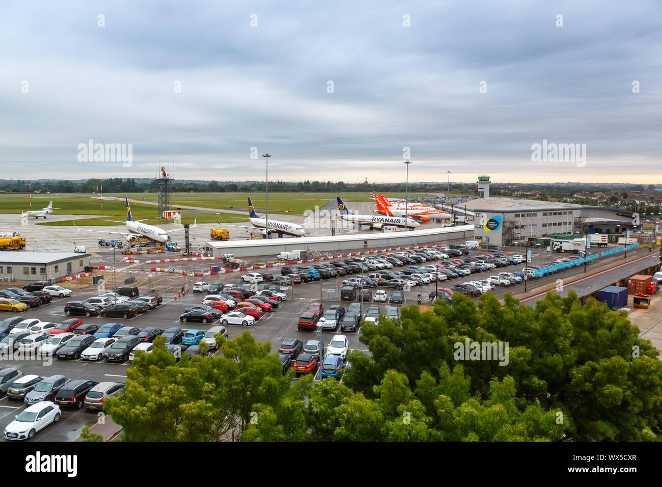 Southend, Großbritannien - 7. Juli 2019: Übersicht London Southend Airport (SEN) im Vereinigten Königreich. Stockfoto