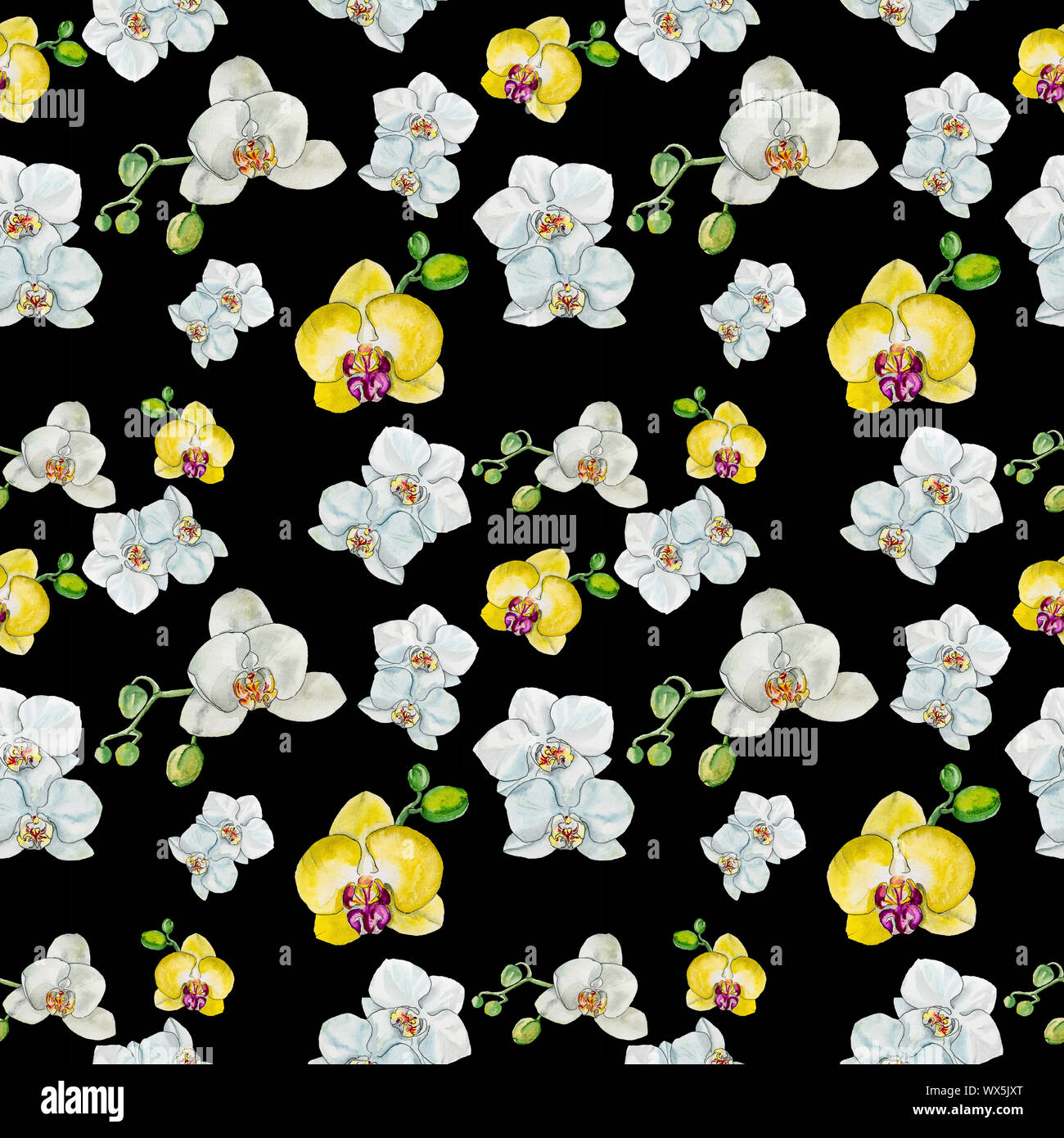 Nahtlose Muster mit Aquarell Orchidee. Stockfoto