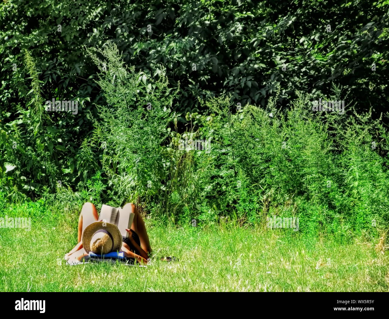 Freie Zeit mit Buch Stockfoto