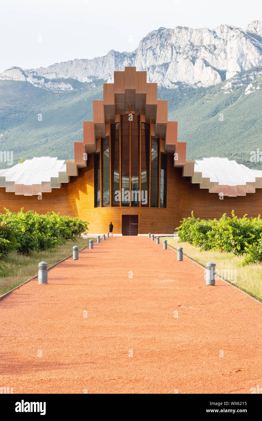 Bodegas Kellerei Ysios Weingut von Santiago Calatrava, Laguardia, Rioja Alavesa, Spanien Stockfoto