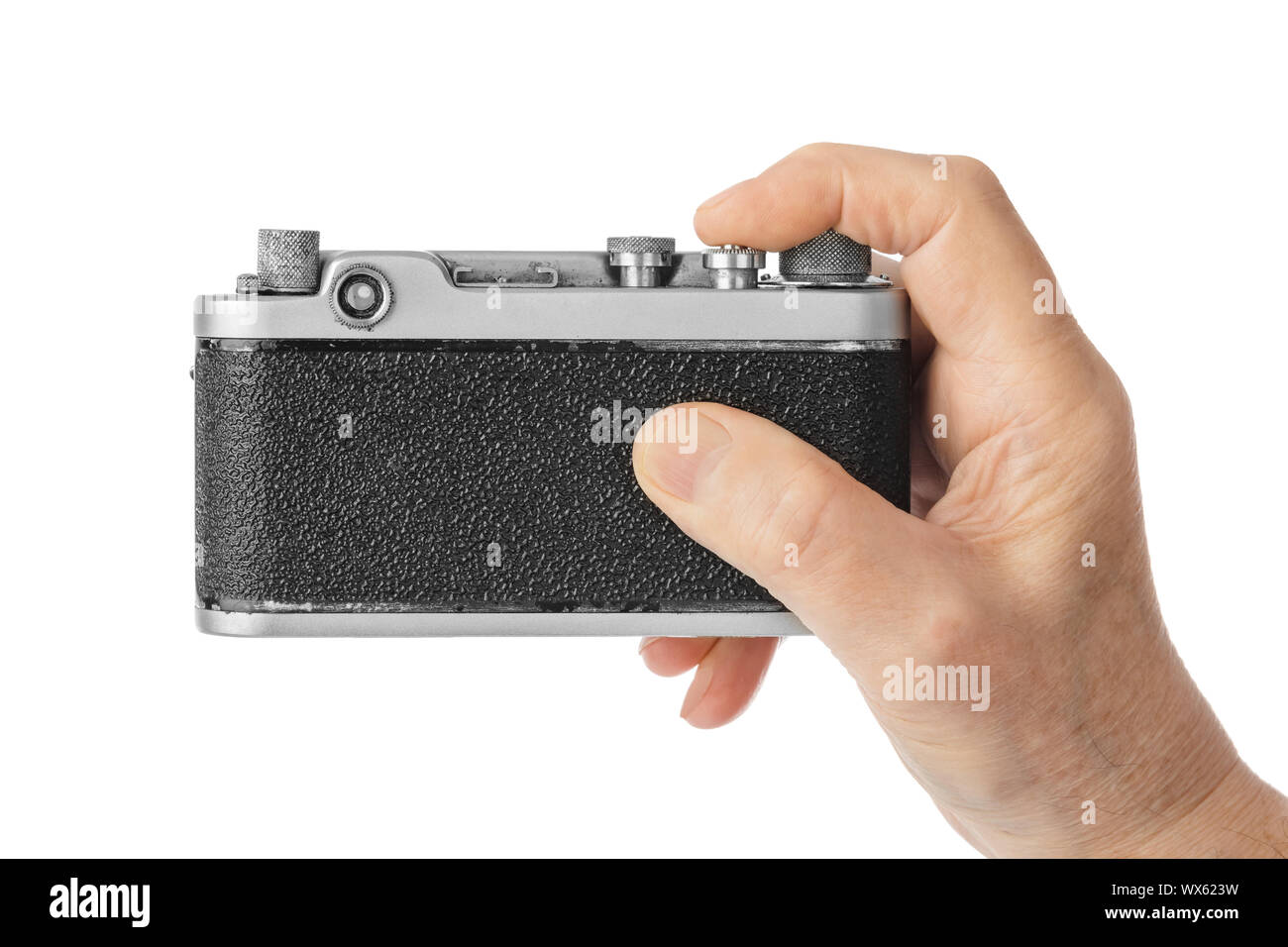 Vintage Foto Kamera in der Hand Stockfoto