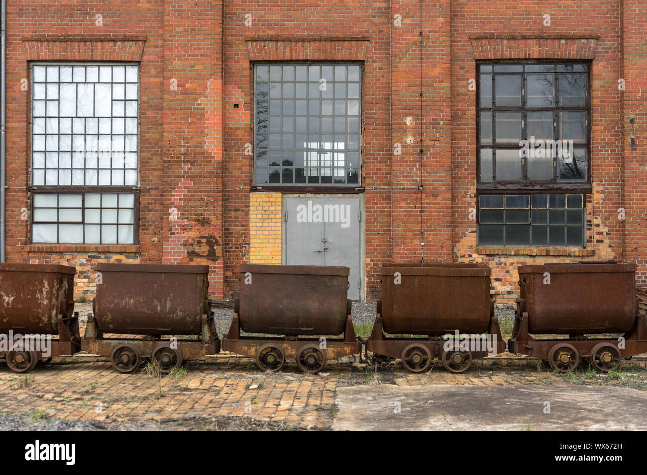 Kohle Wagen in einem Brikett Factory Stockfoto