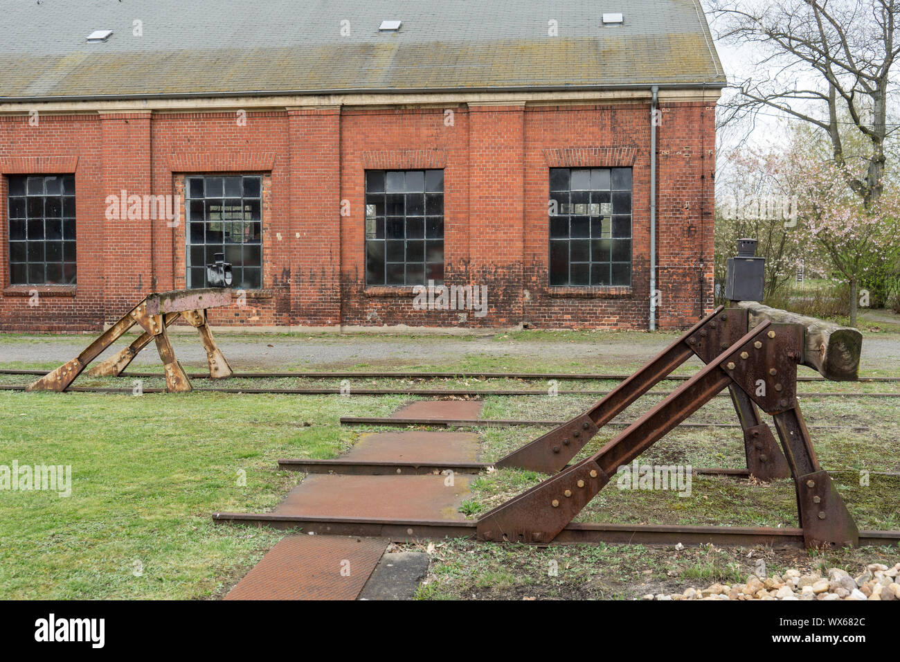 Factory Eisenbahn in einem Brikett Factory Stockfoto