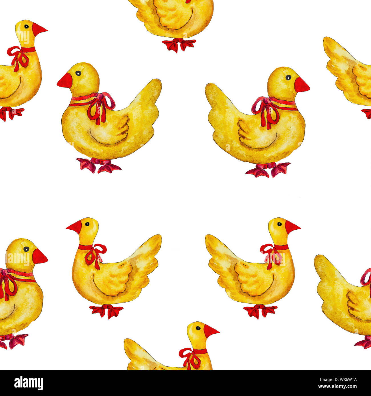 Gelb Ostern Enten von Hand in Aquarell gemalt. Stockfoto