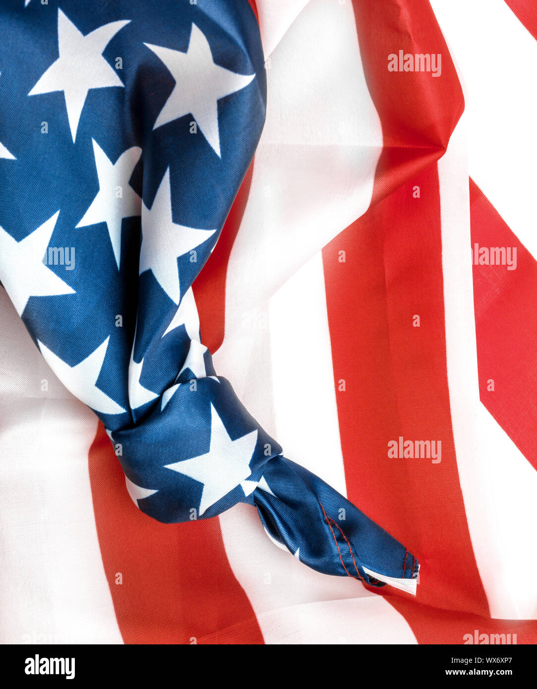 Amerikanische Flagge mit Knoten Stockfoto