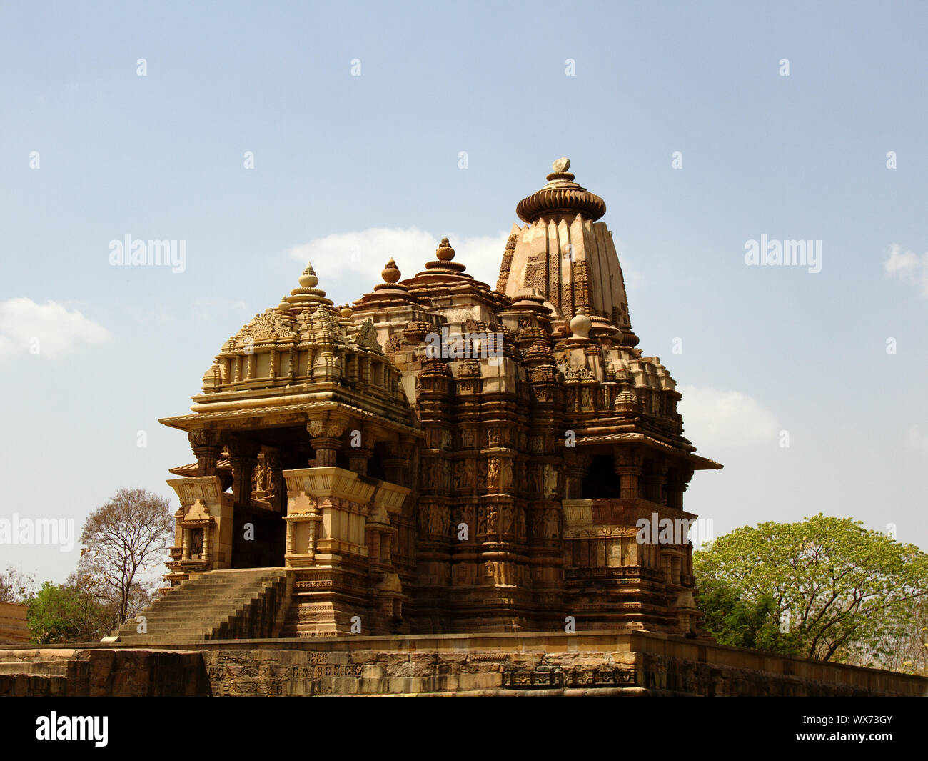 Hindu Tempel der Liebe in Kajuraho. Retro Farbe Foto Stockfoto