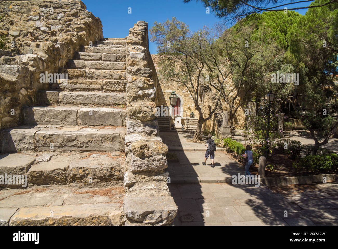 Alte Treppe Ruinen von Sao Jorge Stockfoto