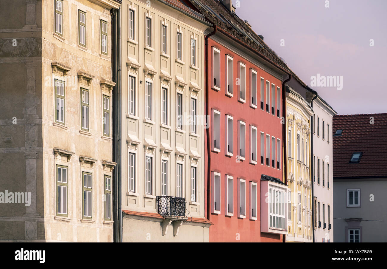 Alte Bürgerhäuser in Wiener Neustadt Stockfoto