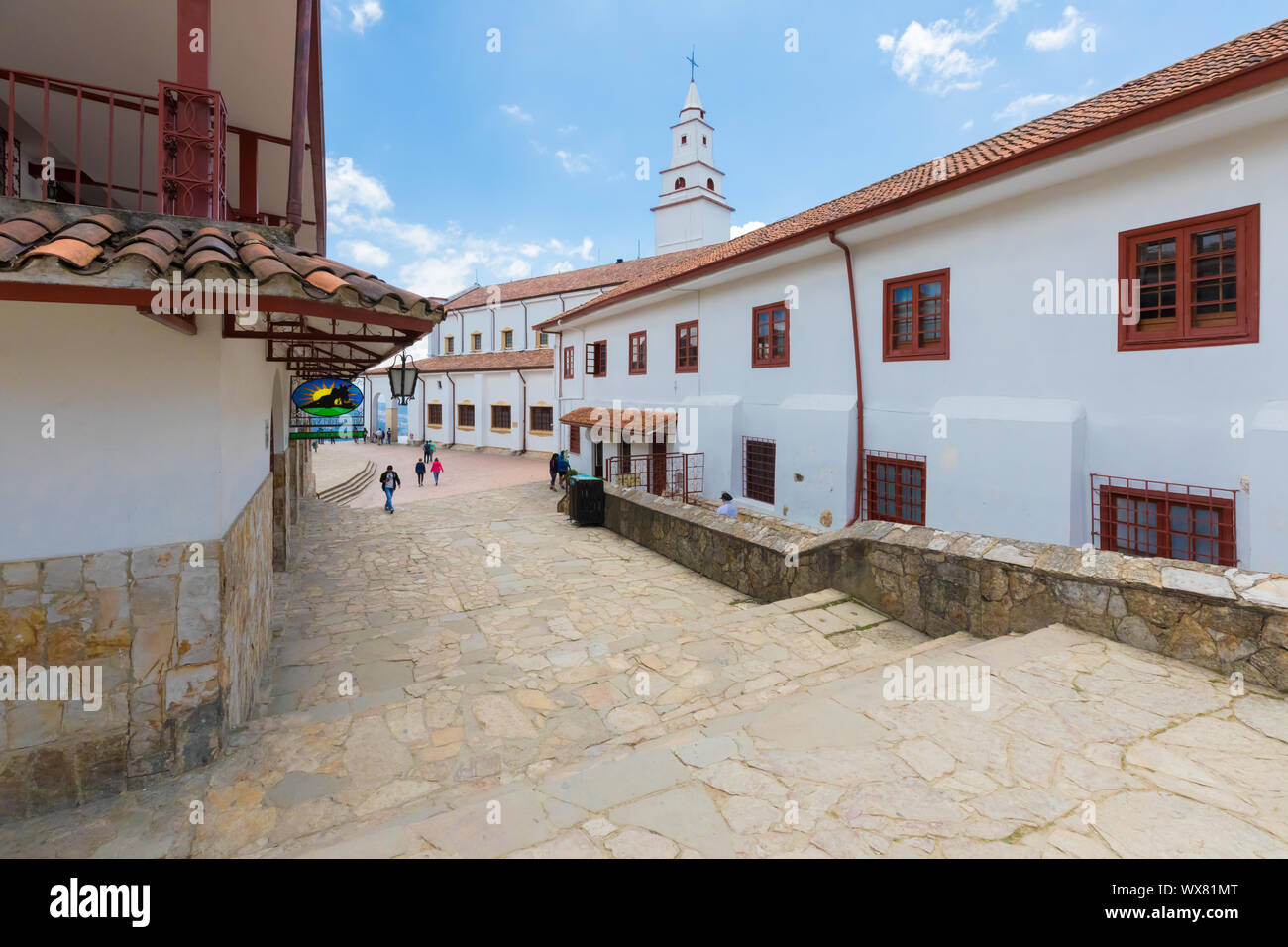 Bogota Heiligtum von Monserrate und kolonialen Häuser Stockfoto