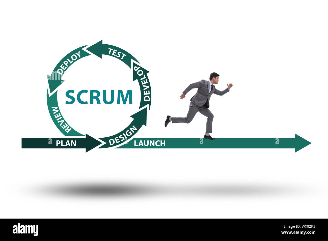 Geschäftsmann in agilen Methoden Konzept Stockfoto