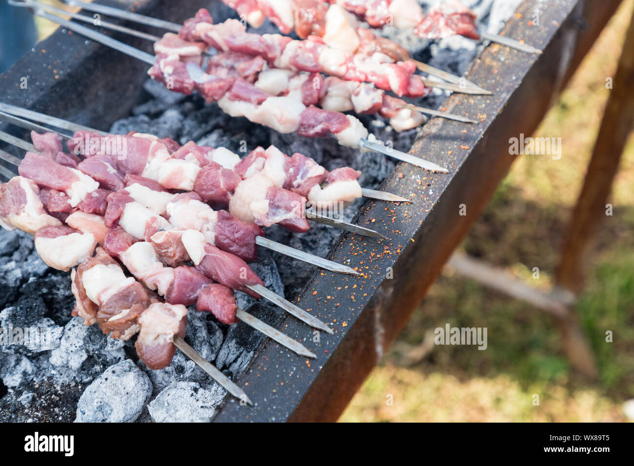 Vorbereitung Shish Kebab Stockfoto
