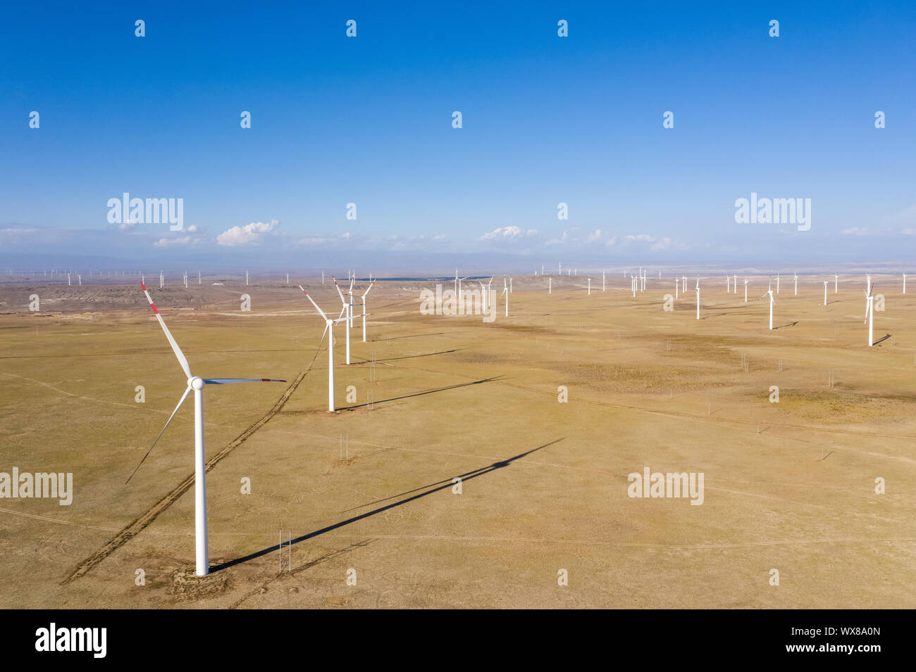 Luftaufnahme von Windparks Stockfoto