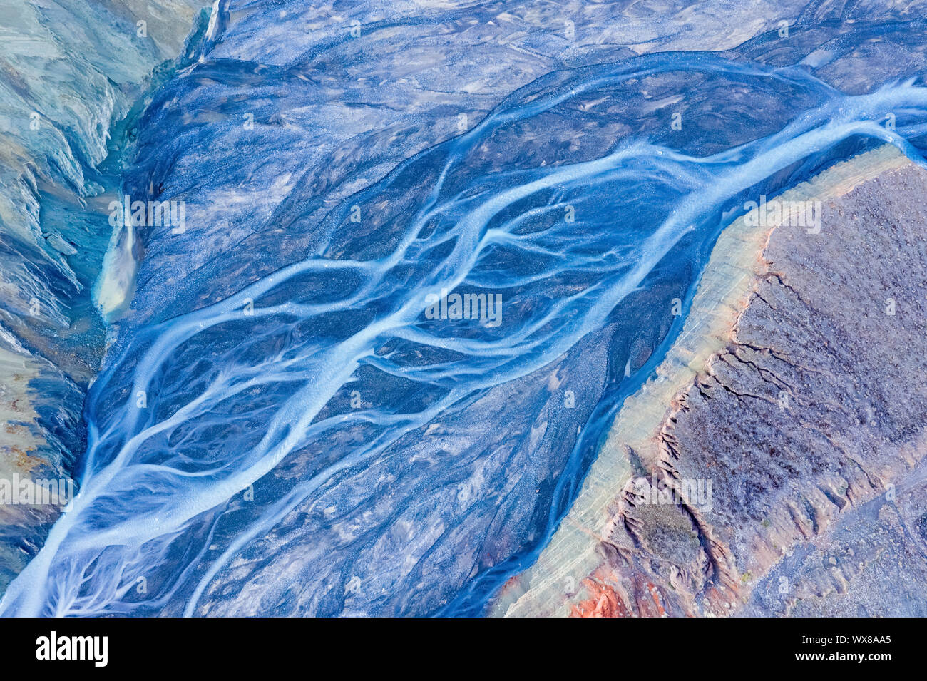 Luftaufnahme der Blue Canyon Riverbed Stockfoto