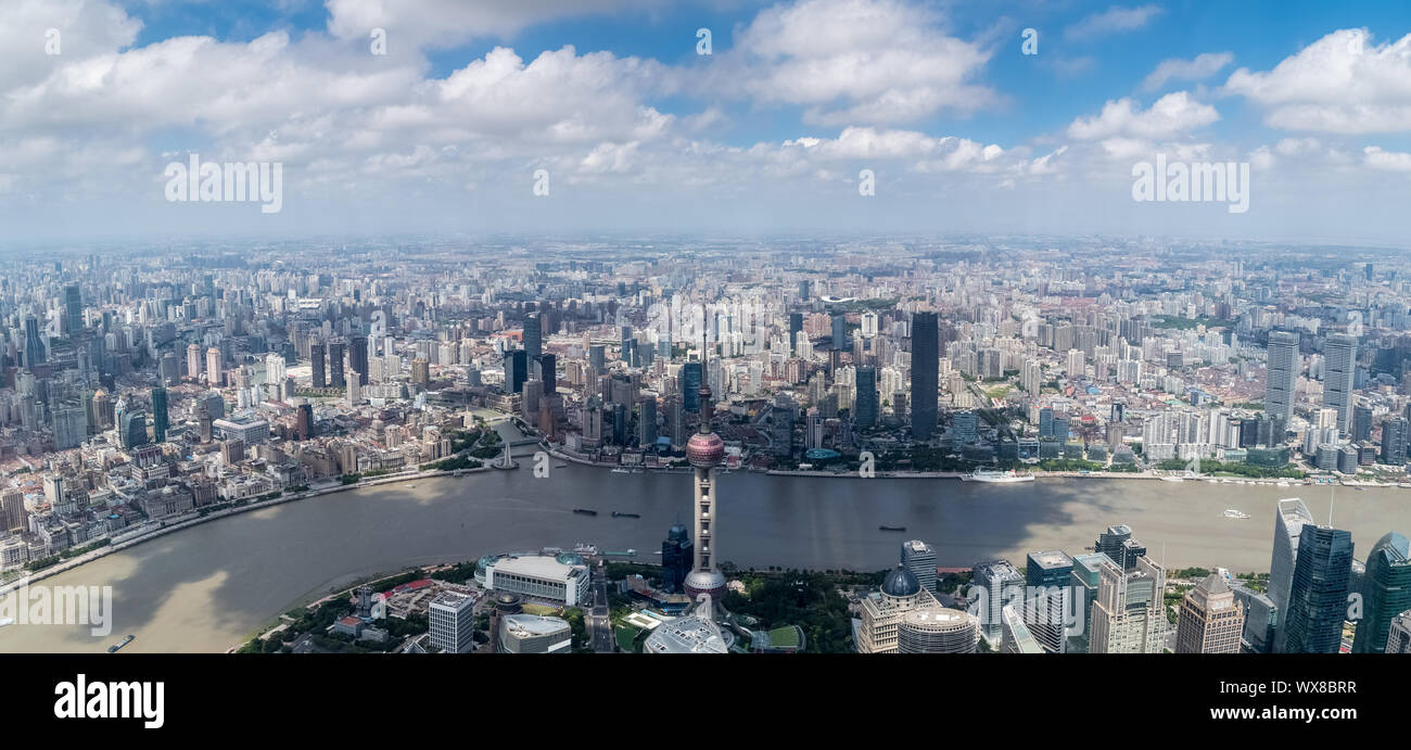 Shanghai Panorama, hohe Betrachtungswinkel Stockfoto