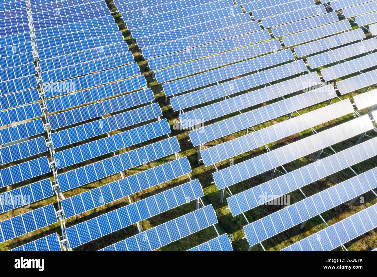 Luftaufnahme von Solarzellen Stockfoto