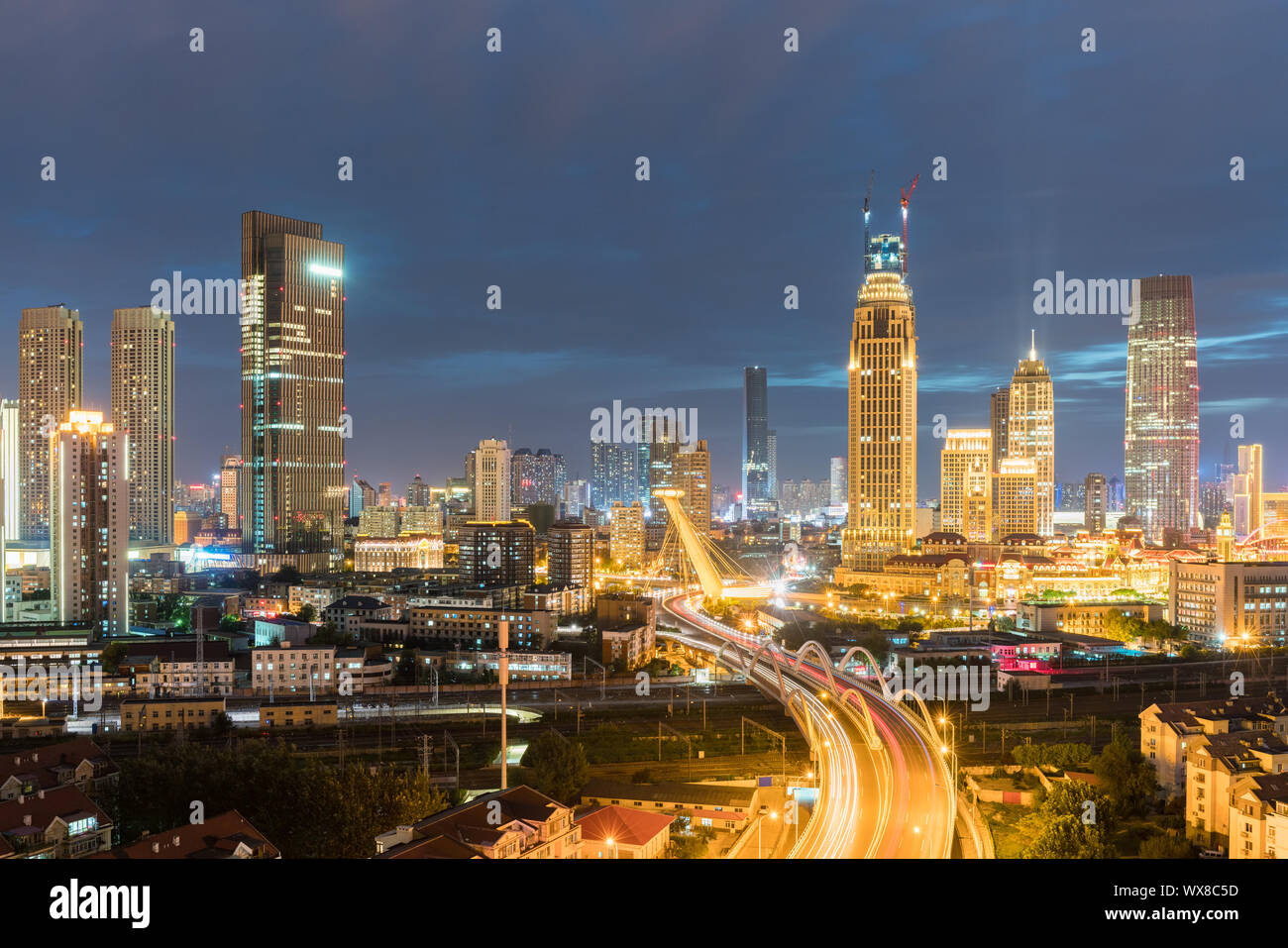 Tianjin Nachtansicht Stockfoto