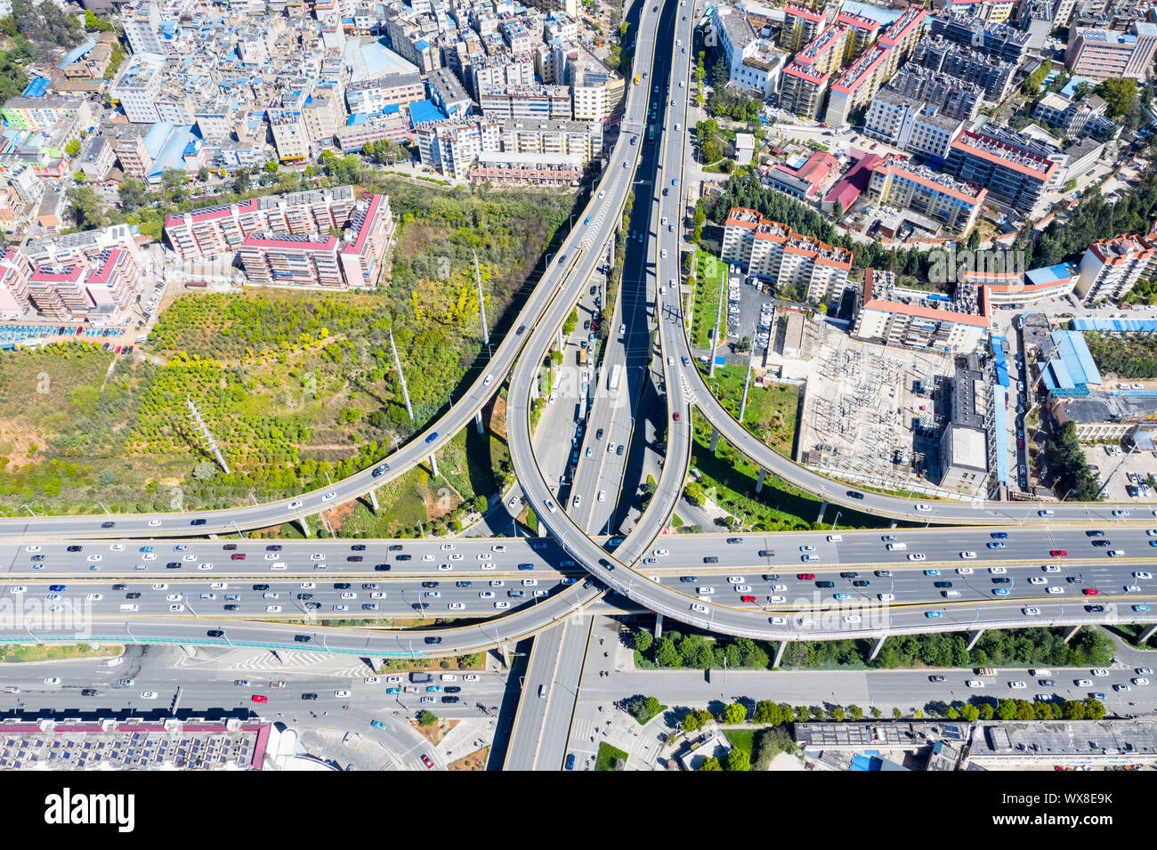 Luftaufnahme der Stadt Road Kreuzung Stockfoto