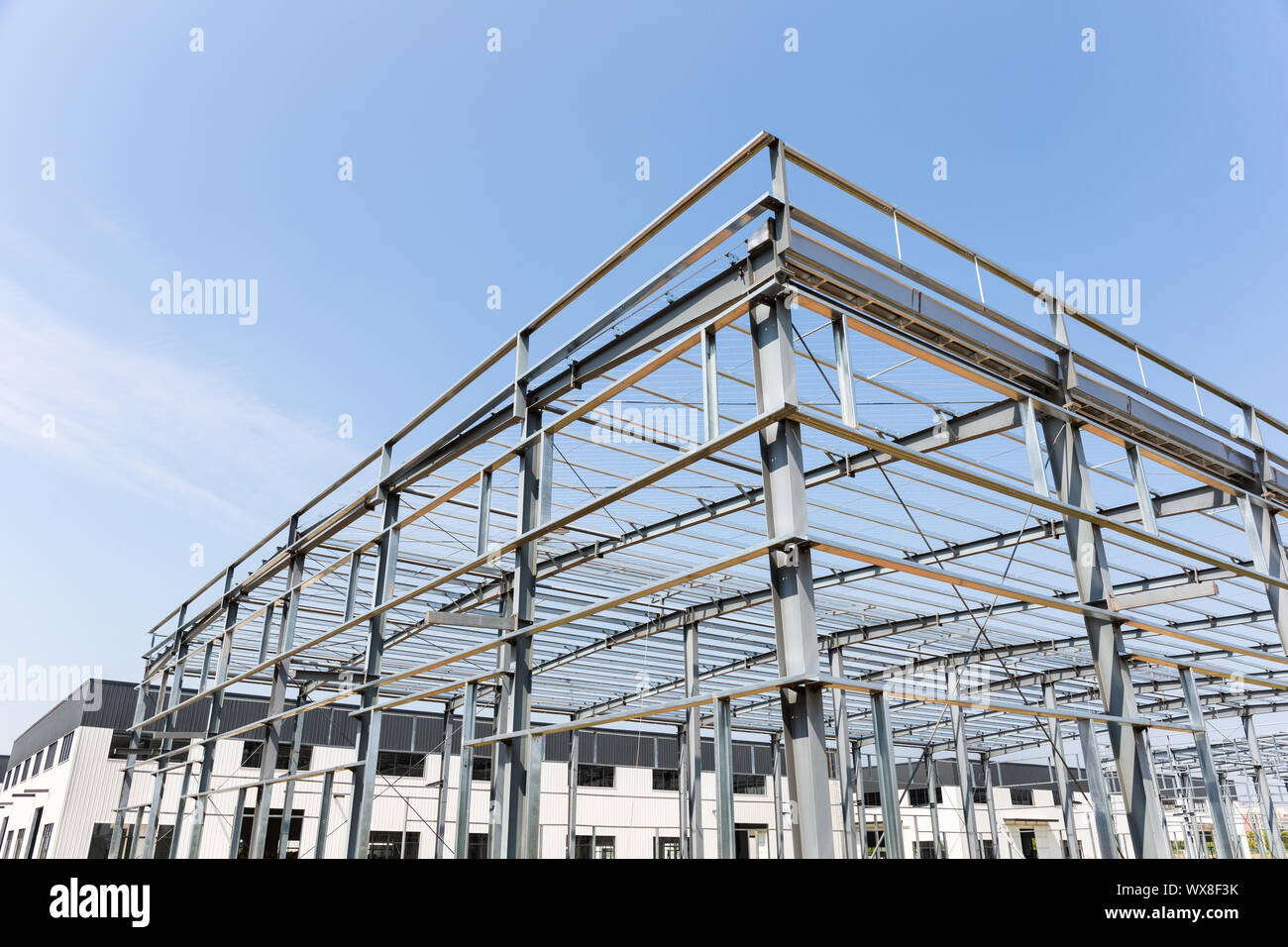 Struktur aus Stahl Fabrik Gebäude im Bau Stockfoto