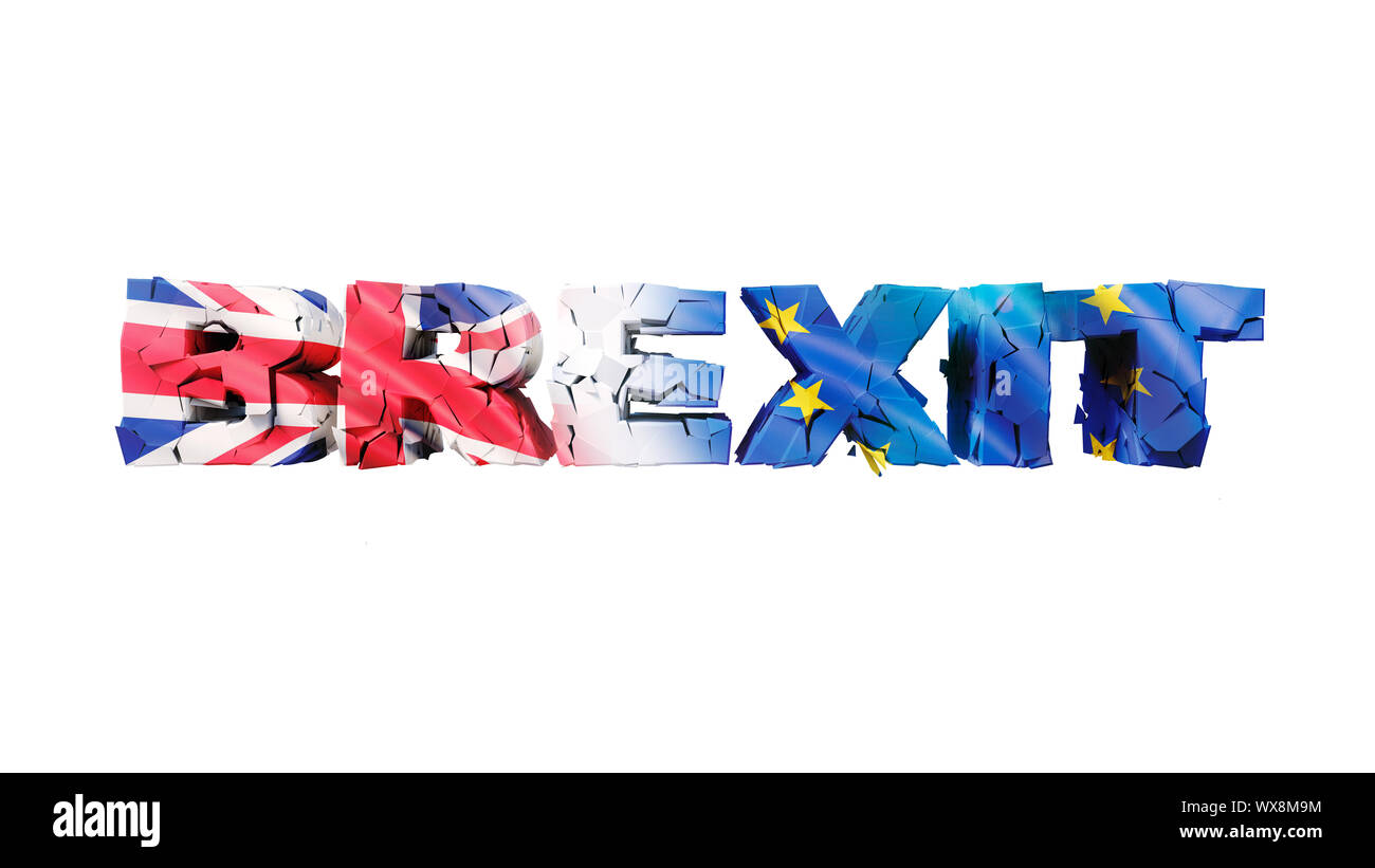 Risse Brexit text Konzept. 3D-Darstellung Stockfoto