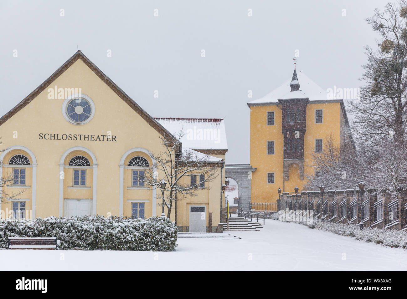 Ballenstedt Harz Schloss und Theater im Winter Stockfoto