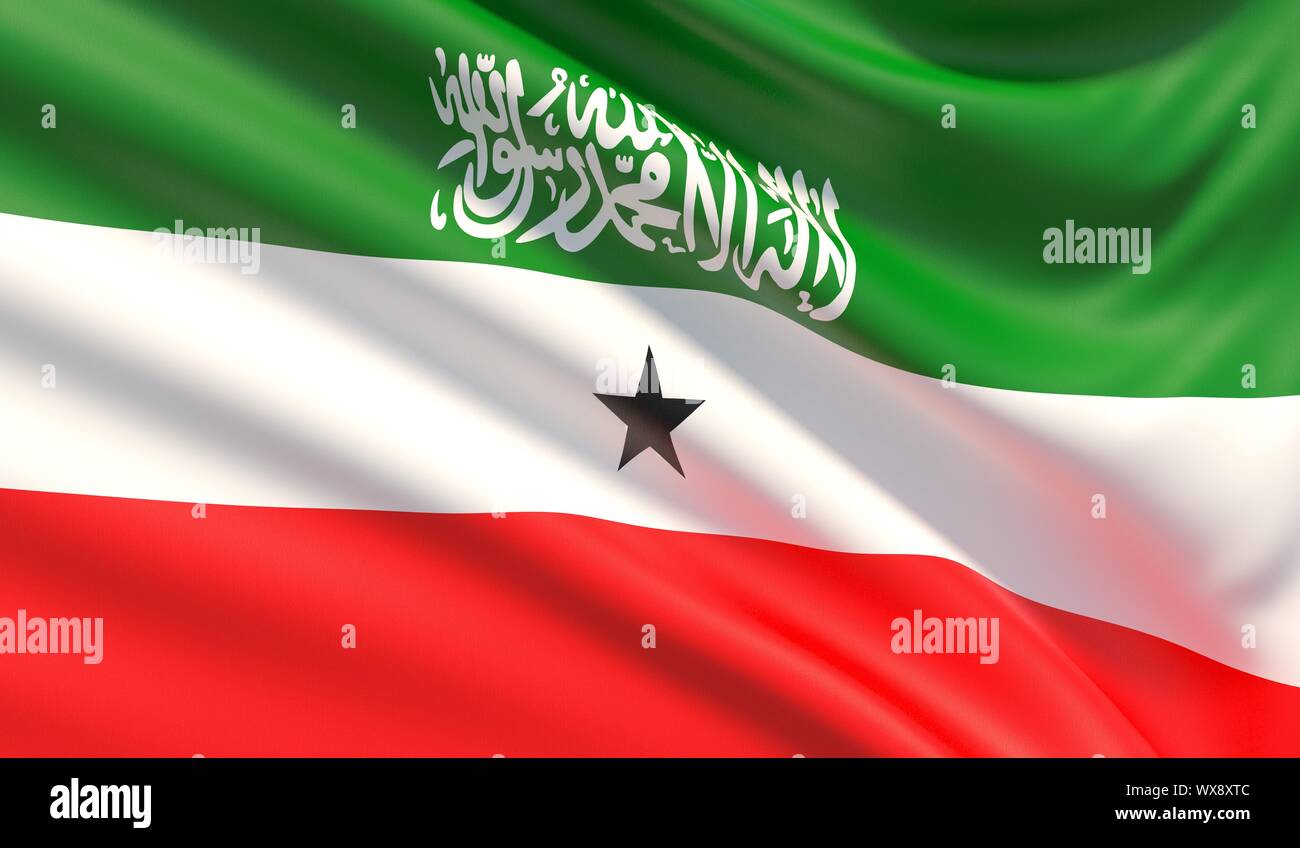 Flagge von Somaliland. Winkte sehr detaillierte Stoff Textur. Stockfoto