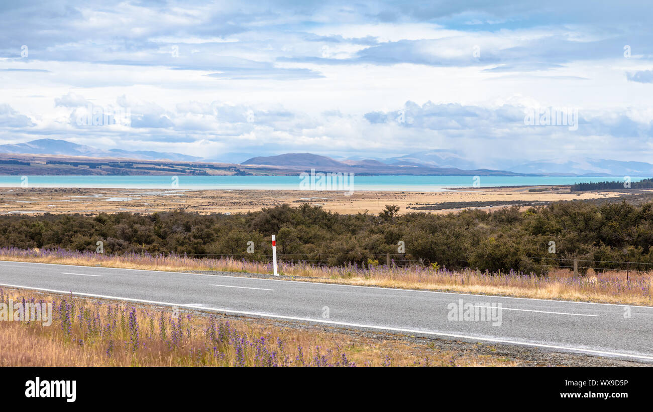 Rainy Day am Lake Pukaki Neuseeland Stockfoto