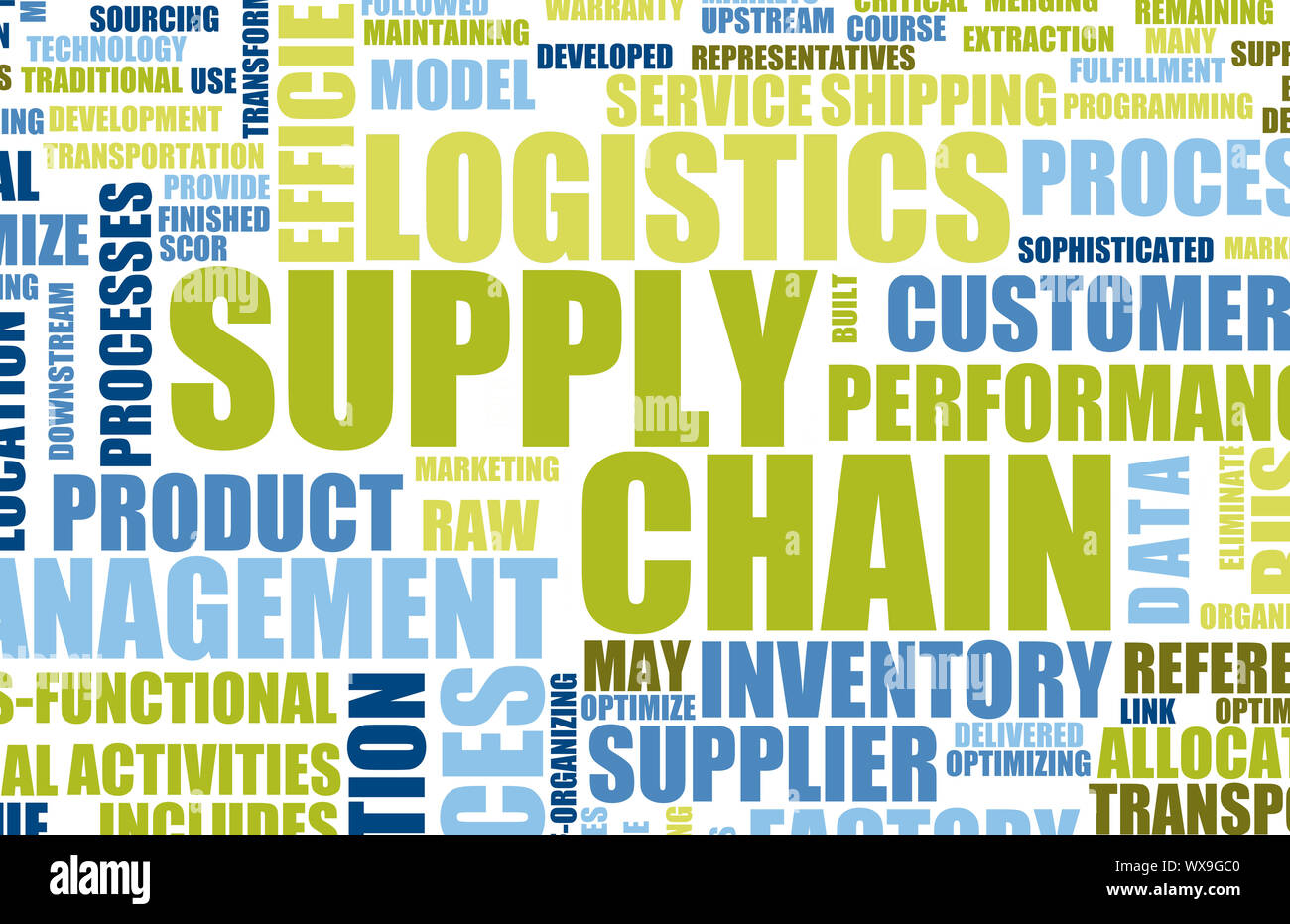 Supply Chain Management Hintergrund als Design-Kunst Stockfoto