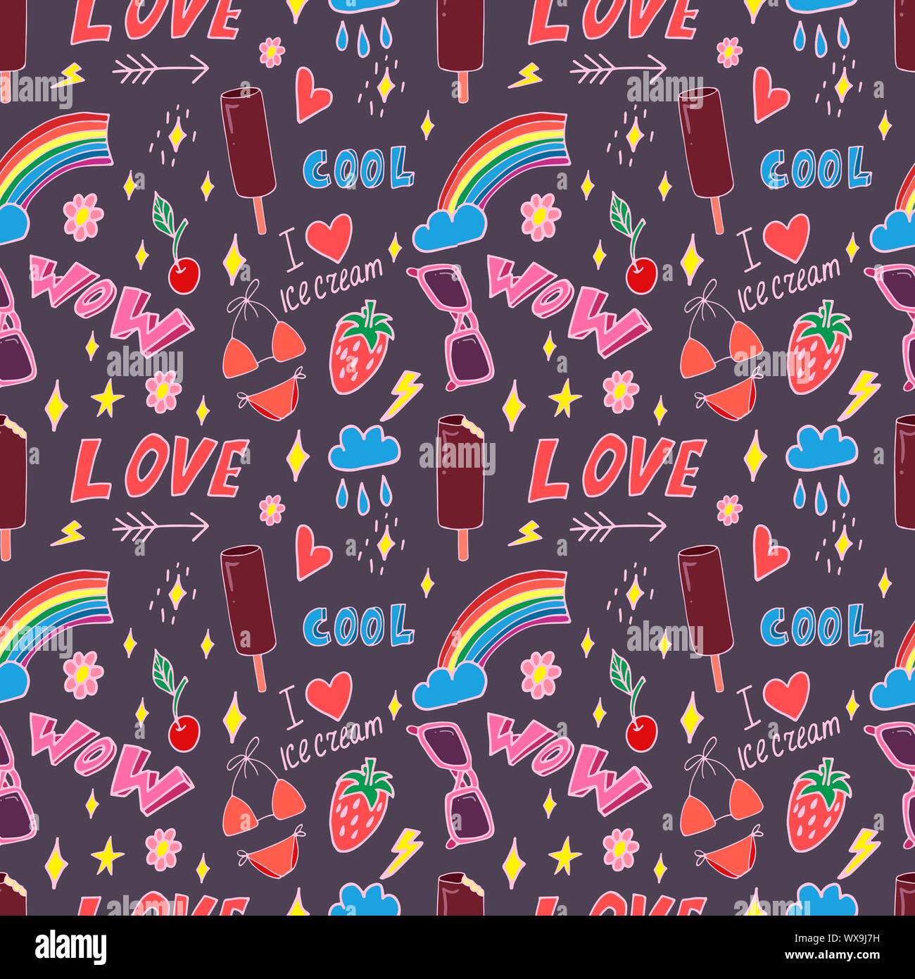 Sommer Pop Art nahtlose Muster Stock Vektor