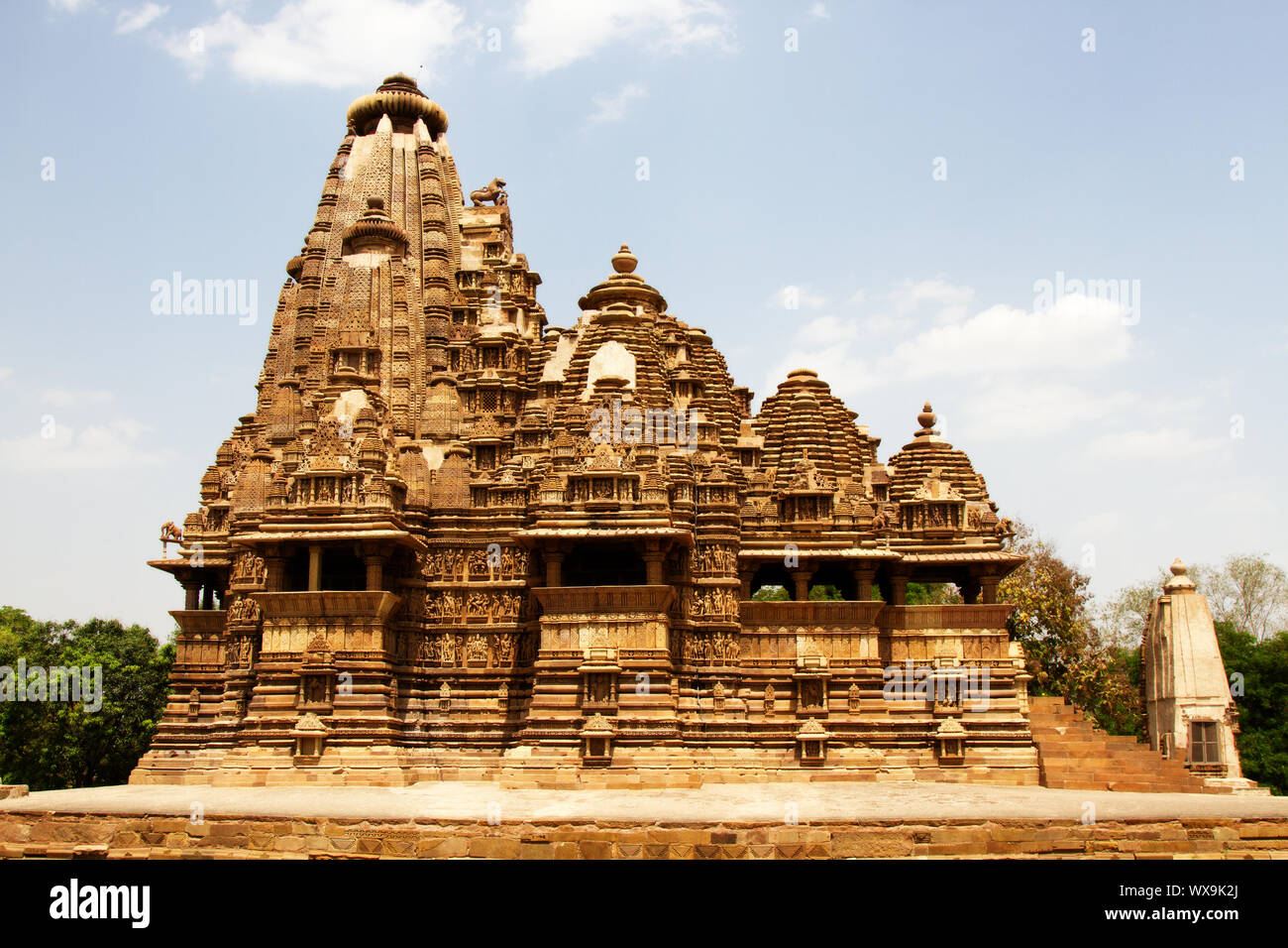Hindu Tempel der Liebe in Kajuraho. Retro Farbe Foto Stockfoto
