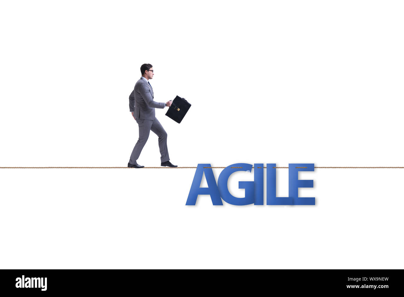 Agile transformation Konzept mit Geschäftsmann auf engen r Stockfoto