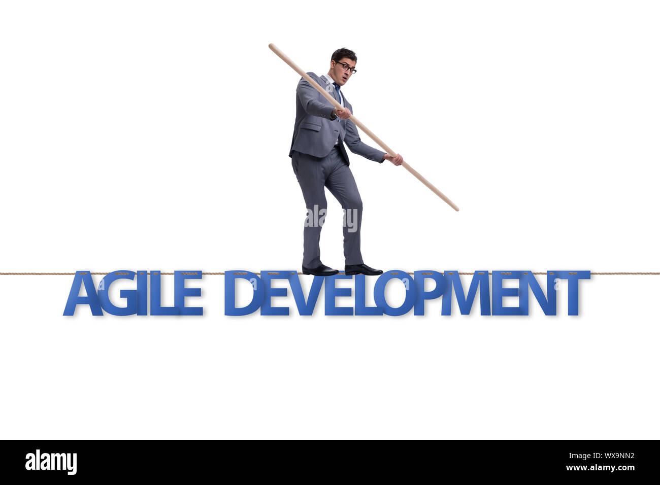 Agile transformation Konzept mit Geschäftsmann auf engen r Stockfoto