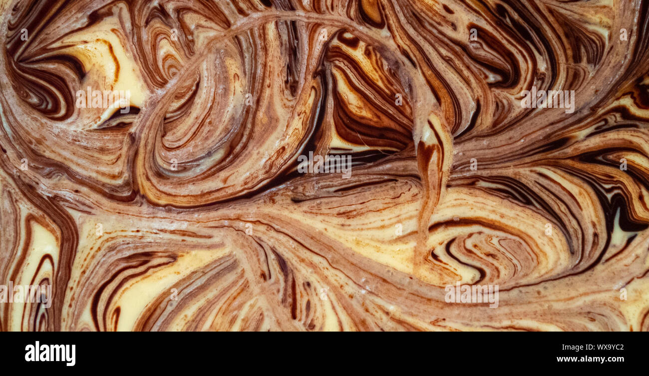Nahaufnahme von Muster auf einer Schokolade swirl Käsekuchen Stockfoto