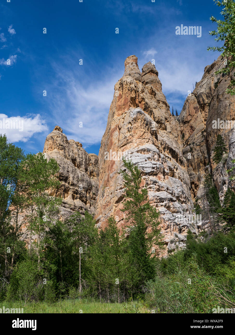 Tower Rock, Schafe Creek Canyon geologischen Bereich, National Forest, Utah. Stockfoto