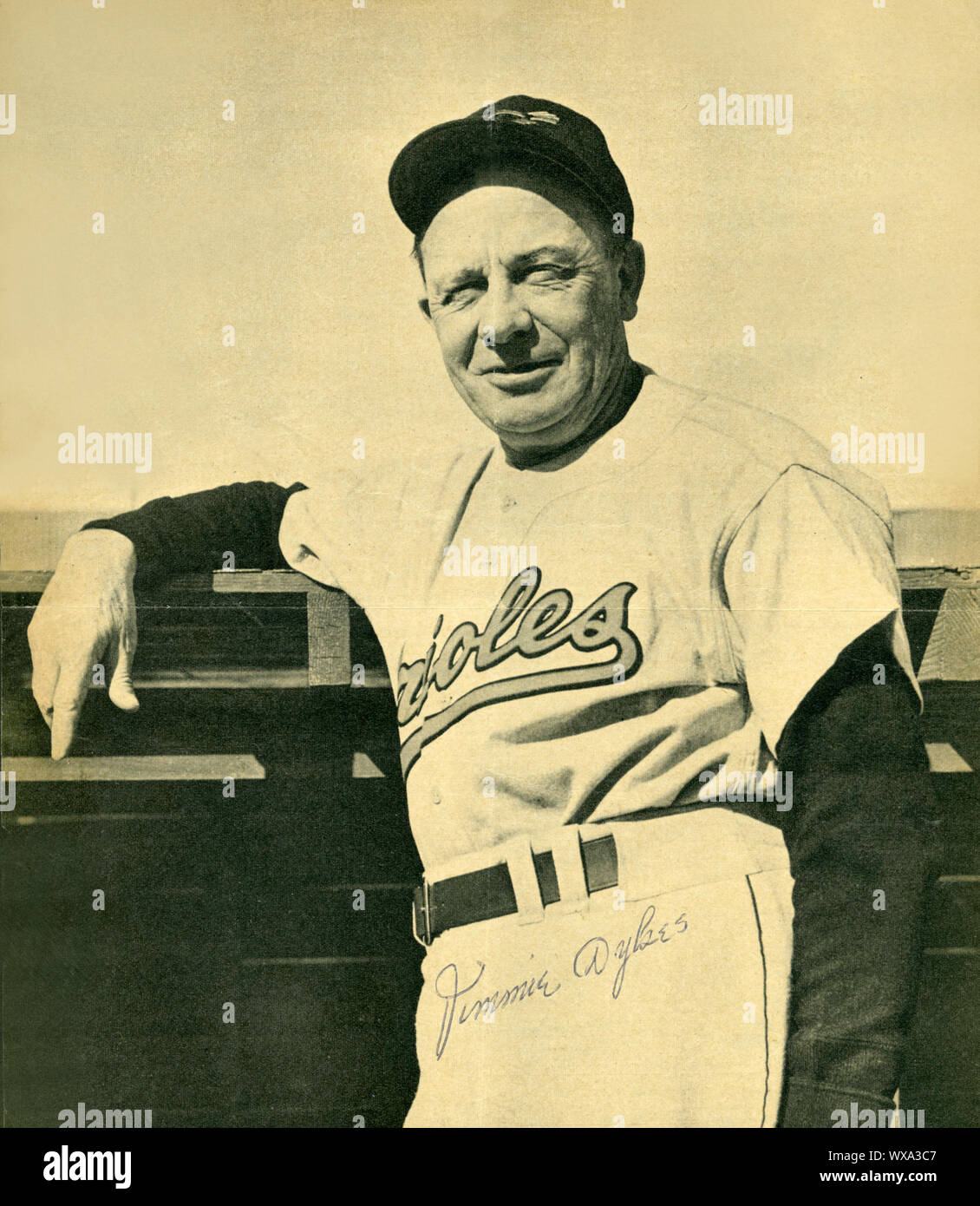 Jimmy Deiche war der Manager von den Baltimore Orioles in den frühen 1950er Jahren nach einer Hall of Fame Karriere als Spieler. Stockfoto