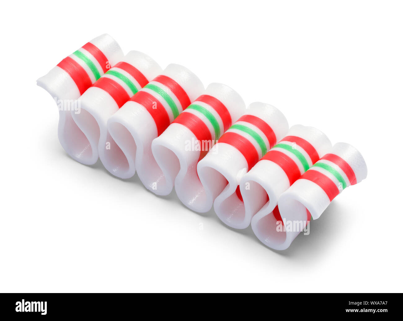 Ribbon Weihnachten Candy isoliert auf weißem Hintergrund. Stockfoto