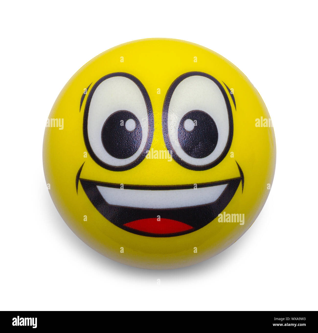 Runde Emoji Lächeln Kugel isoliert auf weißem Hintergrund. Stockfoto