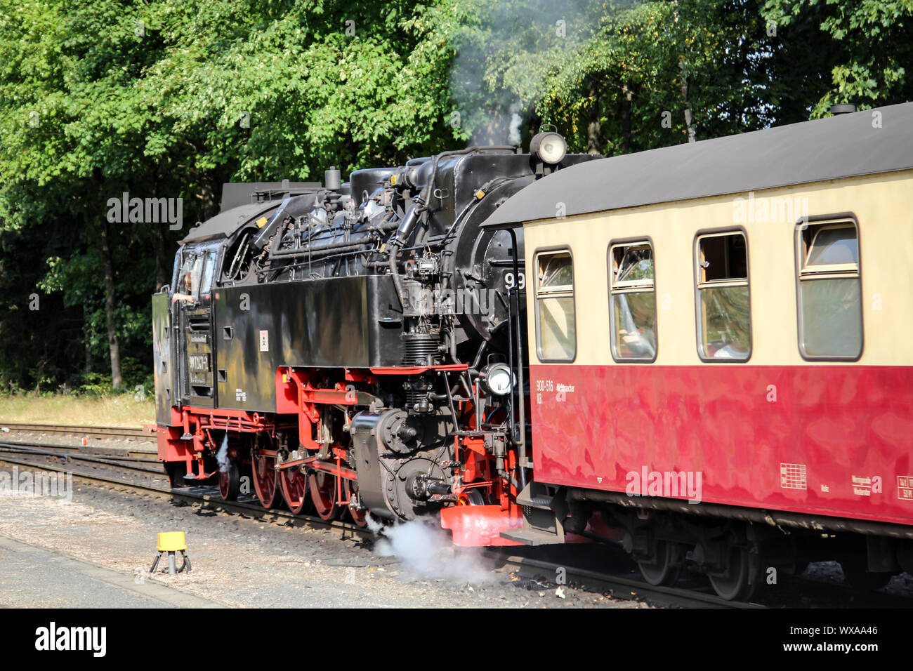 Details eines alten Schmalspur Dampflok Stockfoto